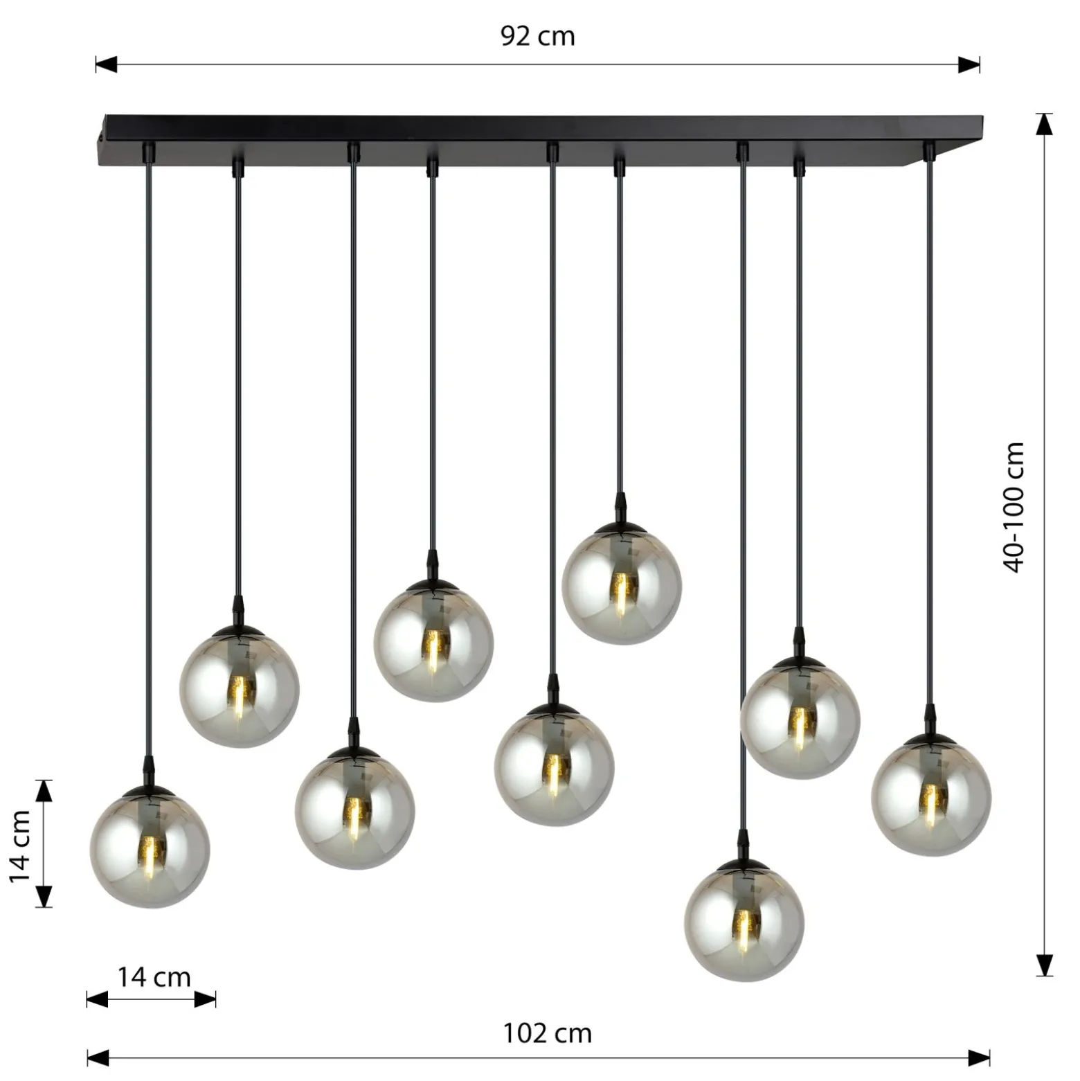 Emibig Pendellampa Cosmo Stål Svart | Passande för 9x E14 - Max 10W