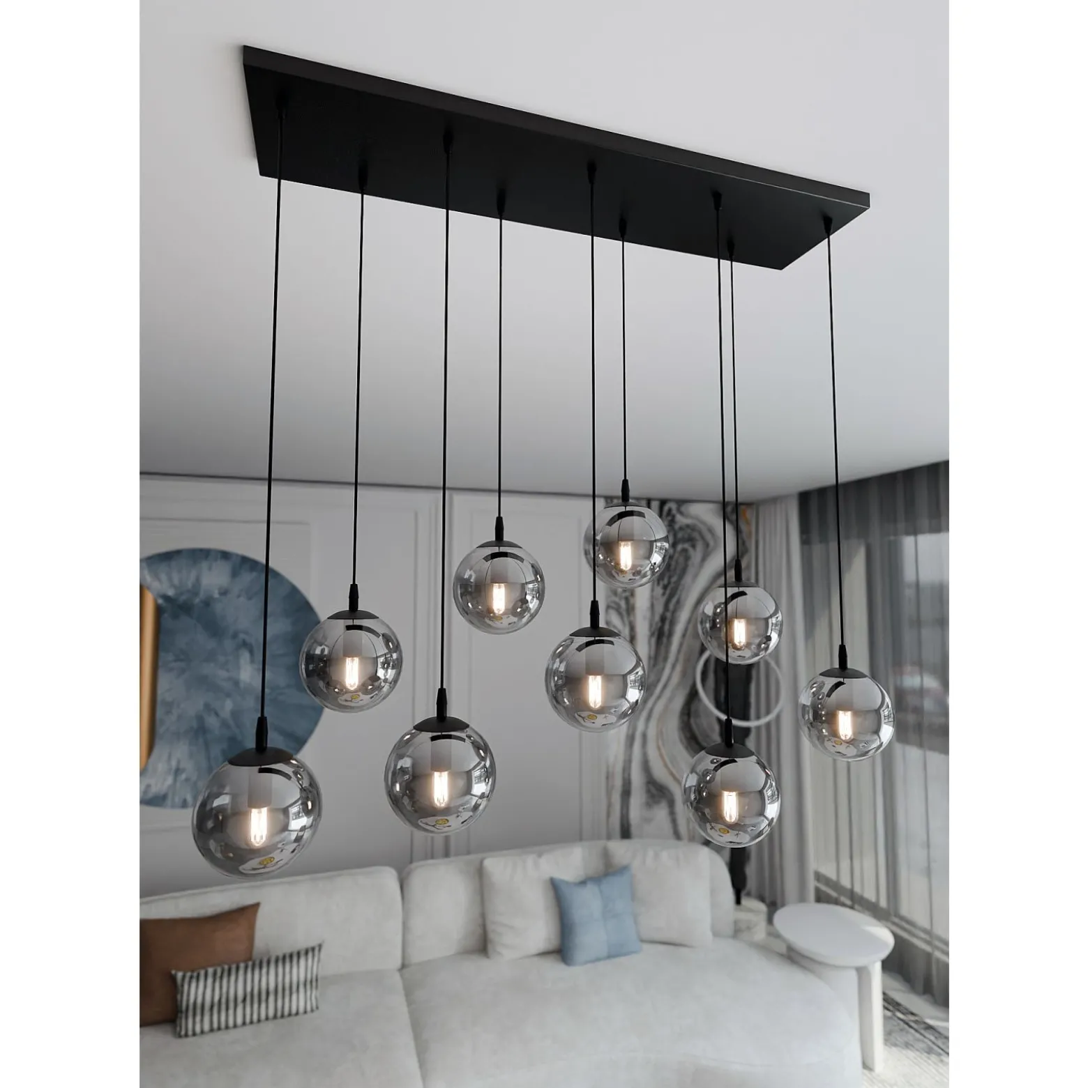 Emibig Pendellampa Cosmo Stål Svart | Passande för 9x E14 - Max 10W