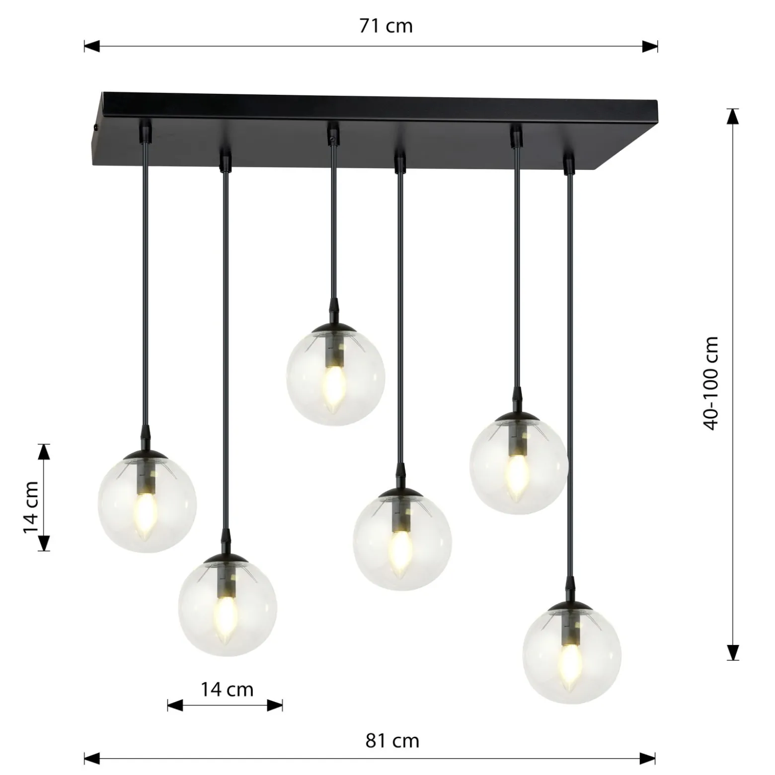 Emibig Pendellampa Cosmo Stål Svart | Passande för 6x E14 - Max 10W