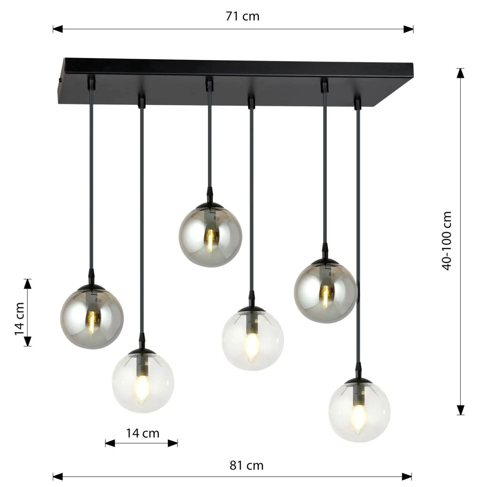 Emibig Pendellampa Cosmo Stål Svart | Passande för 6x E14 - Max 10W