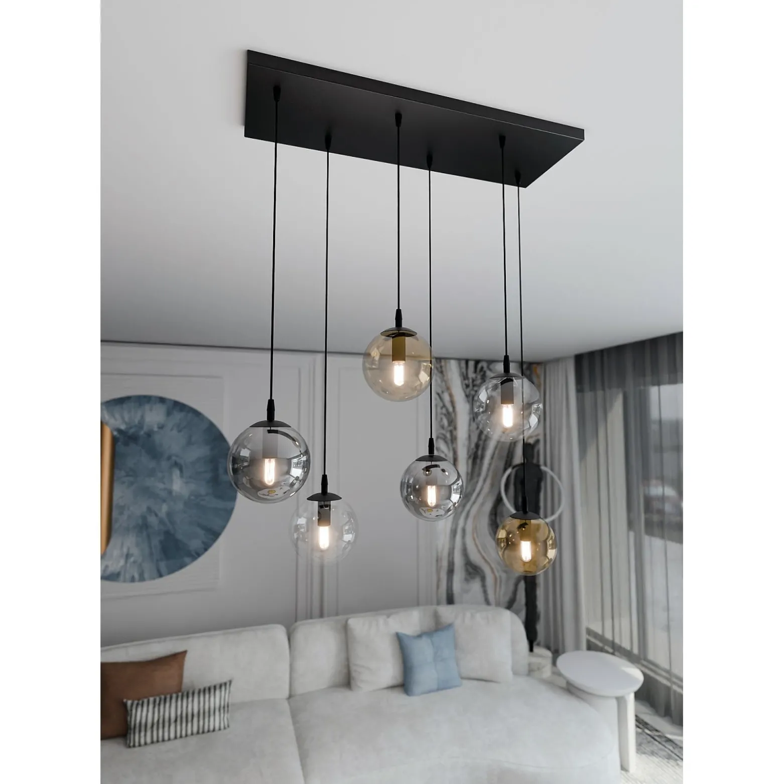 Emibig Pendellampa Cosmo Stål Svart | Passande för 6x E14 - Max 10W