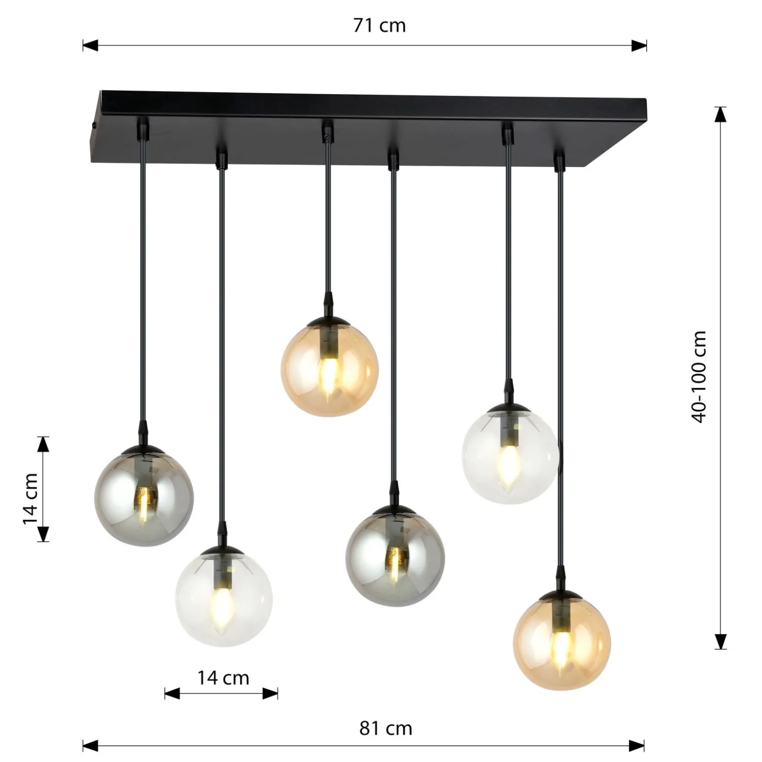 Emibig Pendellampa Cosmo Stål Svart | Passande för 6x E14 - Max 10W