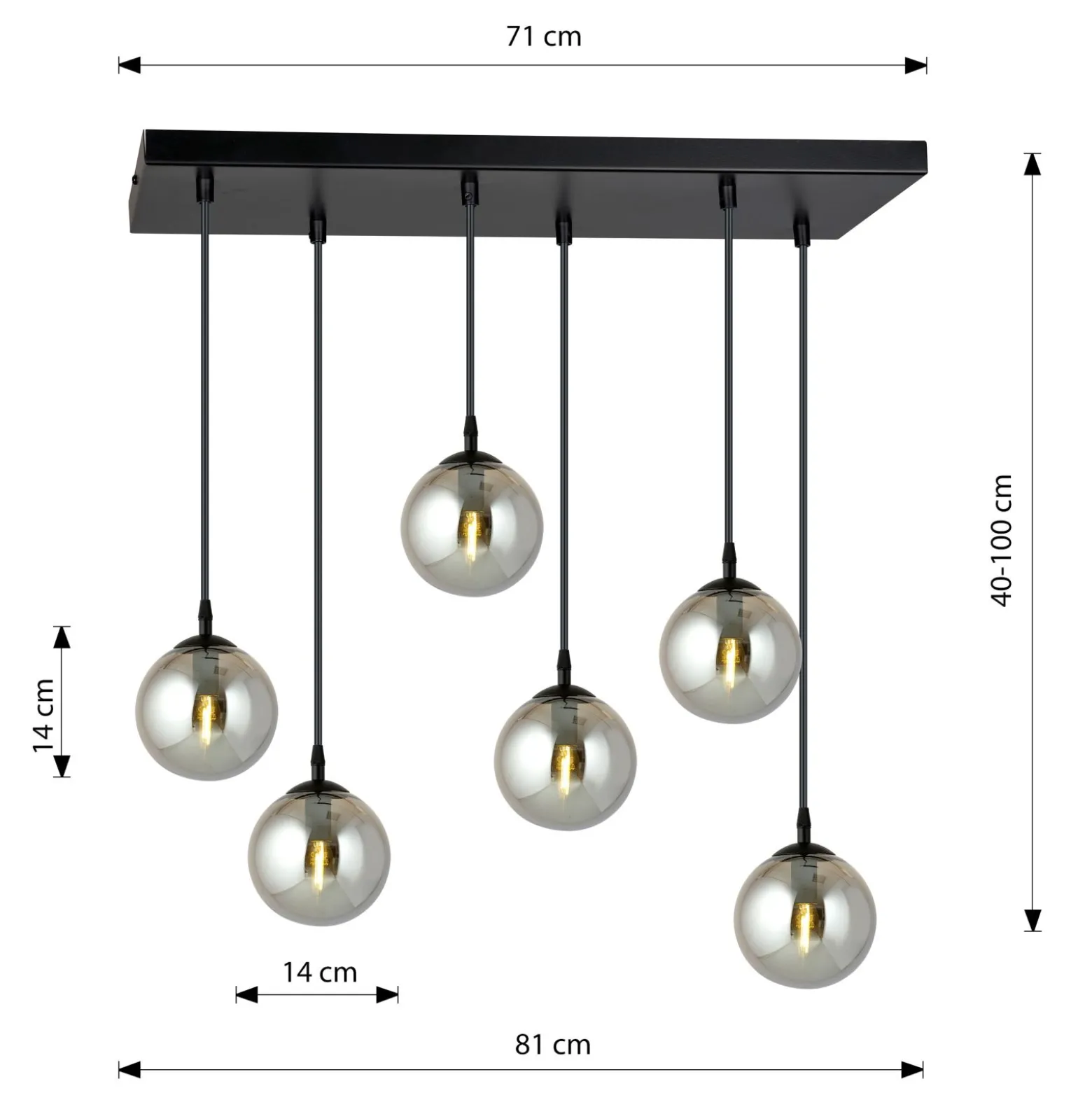Emibig Pendellampa Cosmo Stål Svart | Passande för 6x E14 - Max 10W
