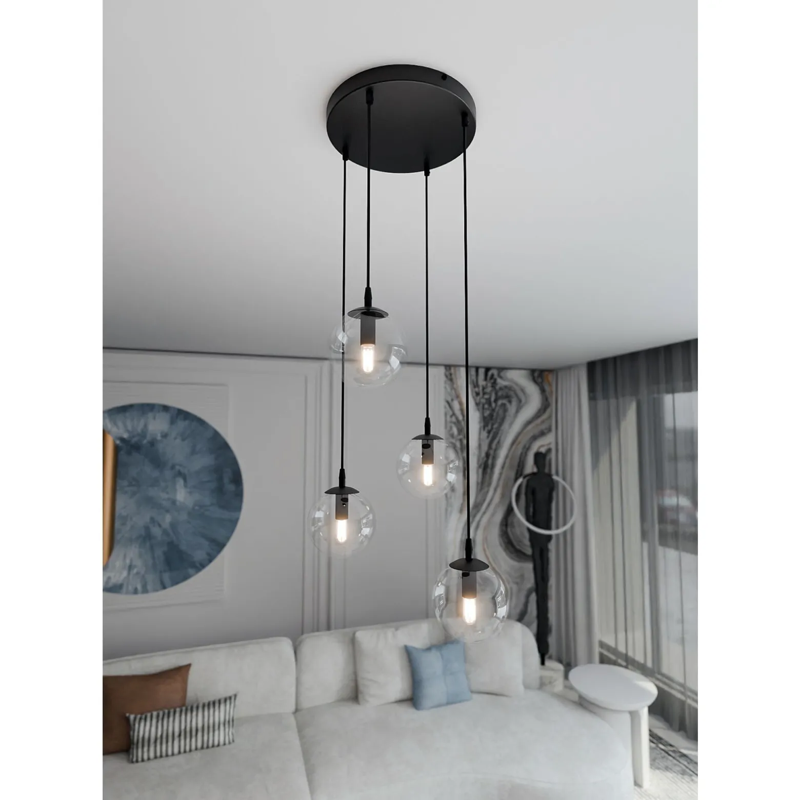 Emibig Pendellampa Cosmo Stål Svart | Passande för 4x E14 - Max 10W