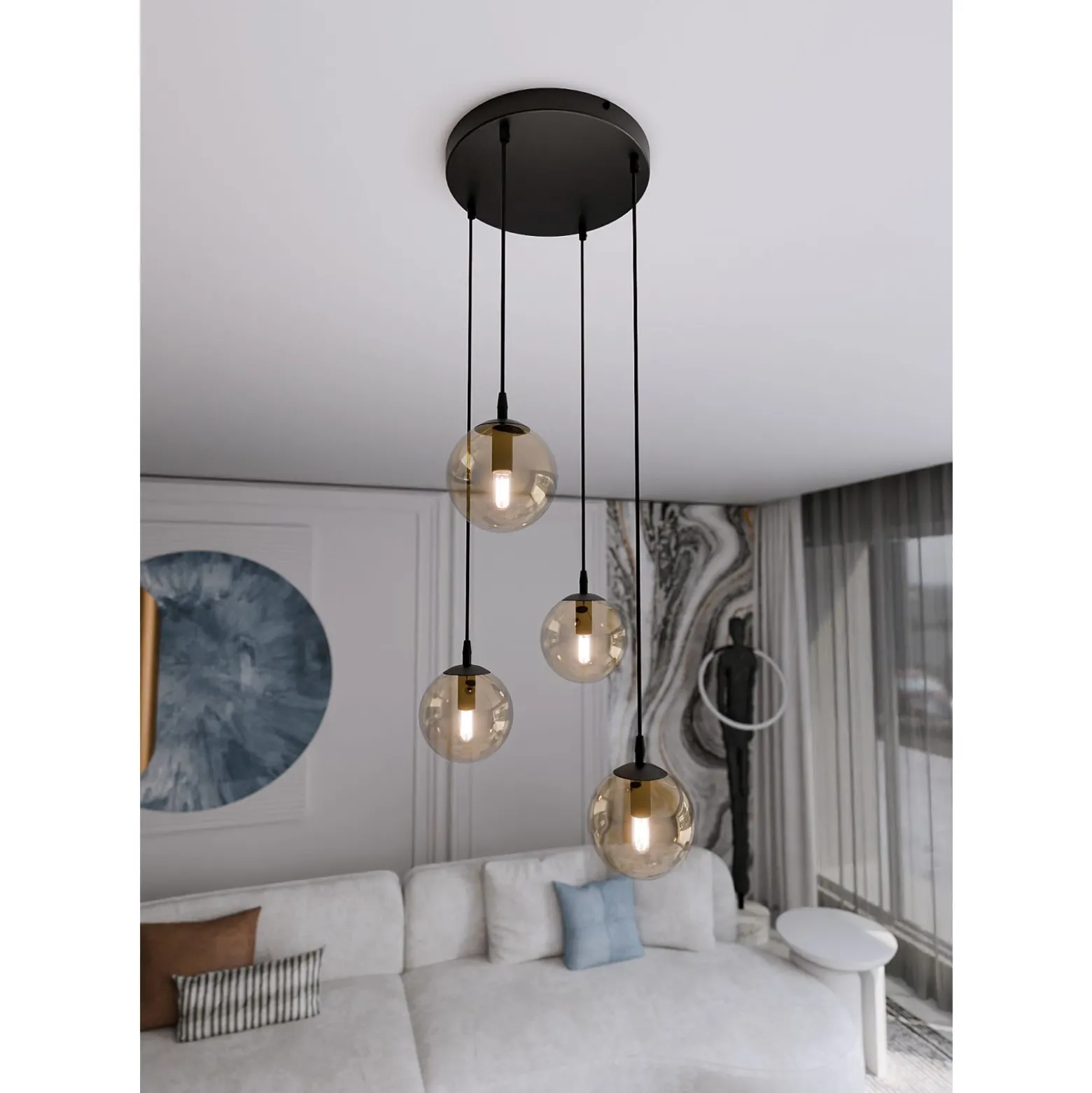 Emibig Pendellampa Cosmo Stål Svart | Passande för 4x E14 - Max 10W