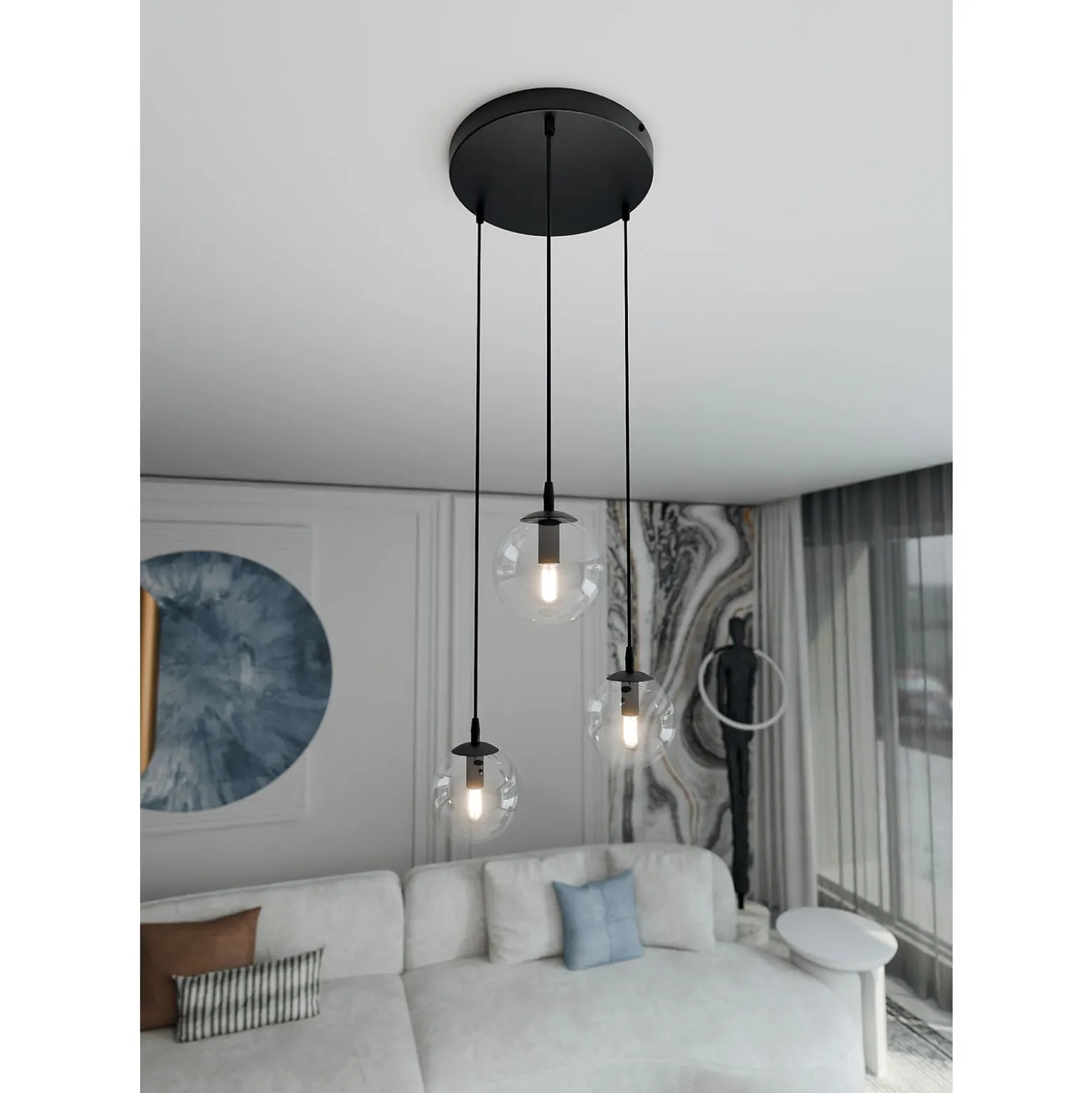 Emibig Pendellampa Cosmo Stål Svart | Passande för 3x E14 - Max 10W