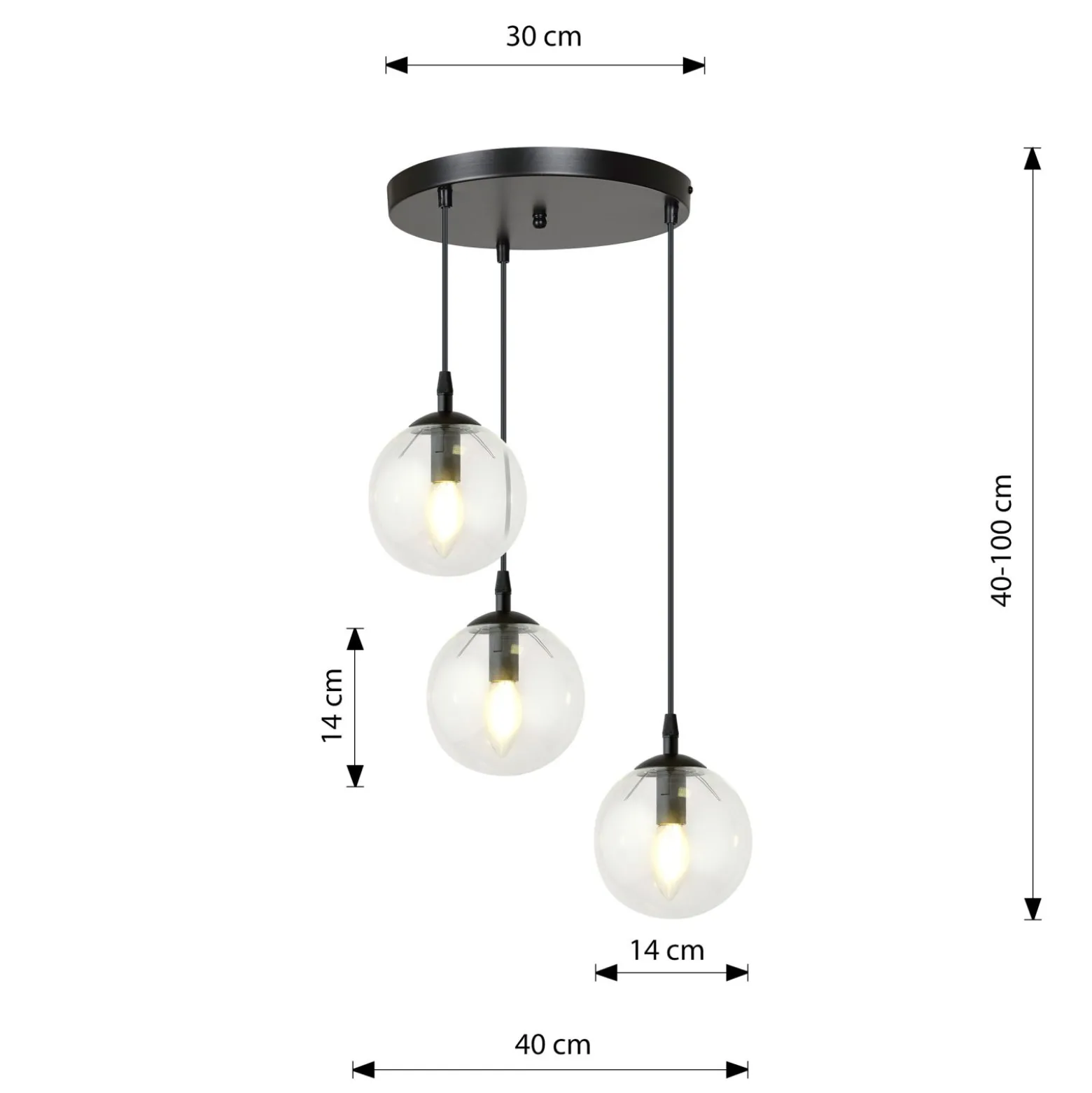 Emibig Pendellampa Cosmo Stål Svart | Passande för 3x E14 - Max 10W