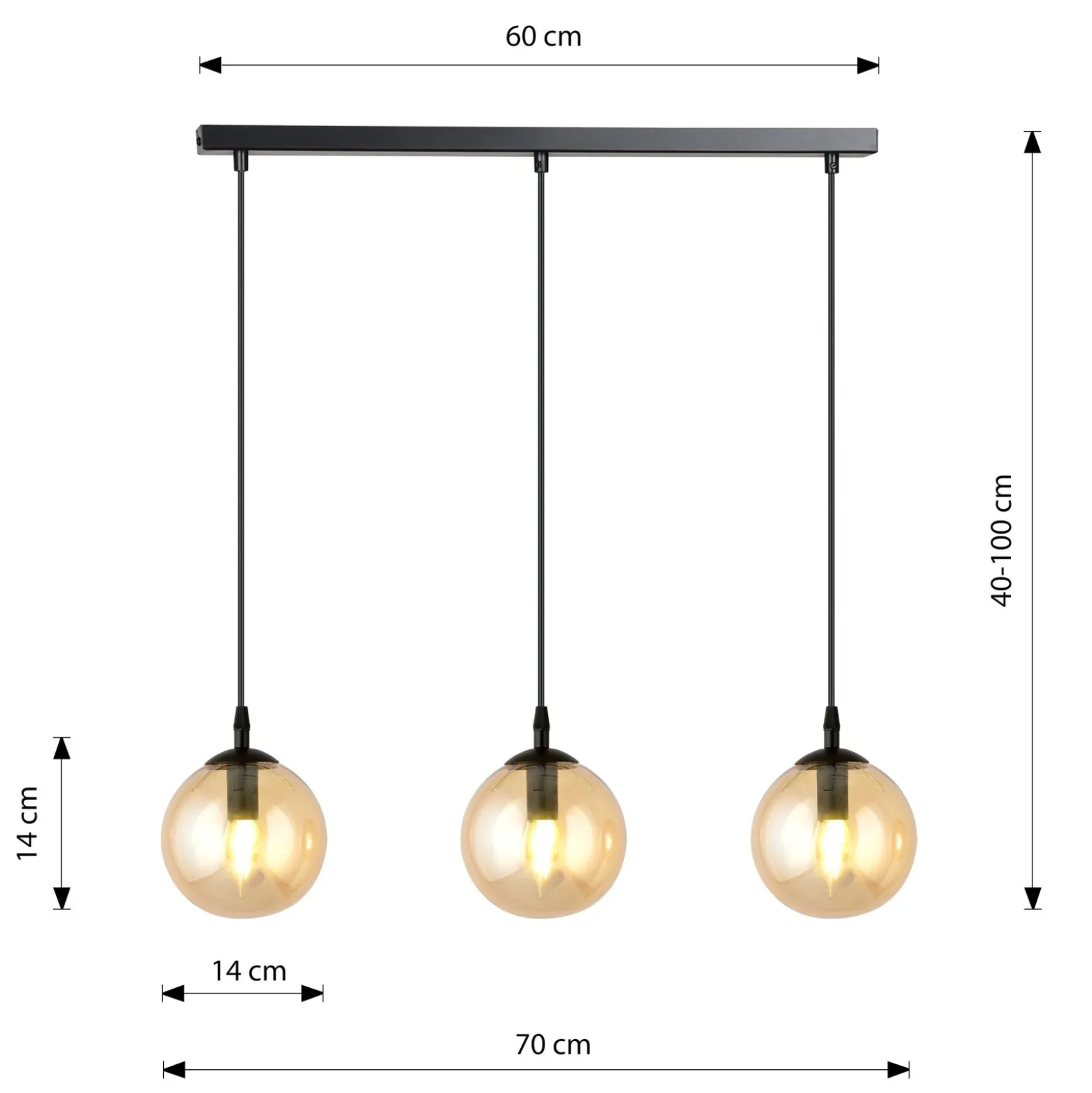 Emibig Pendellampa Cosmo Stål Svart | Passande för 3x E14 - Max 10W