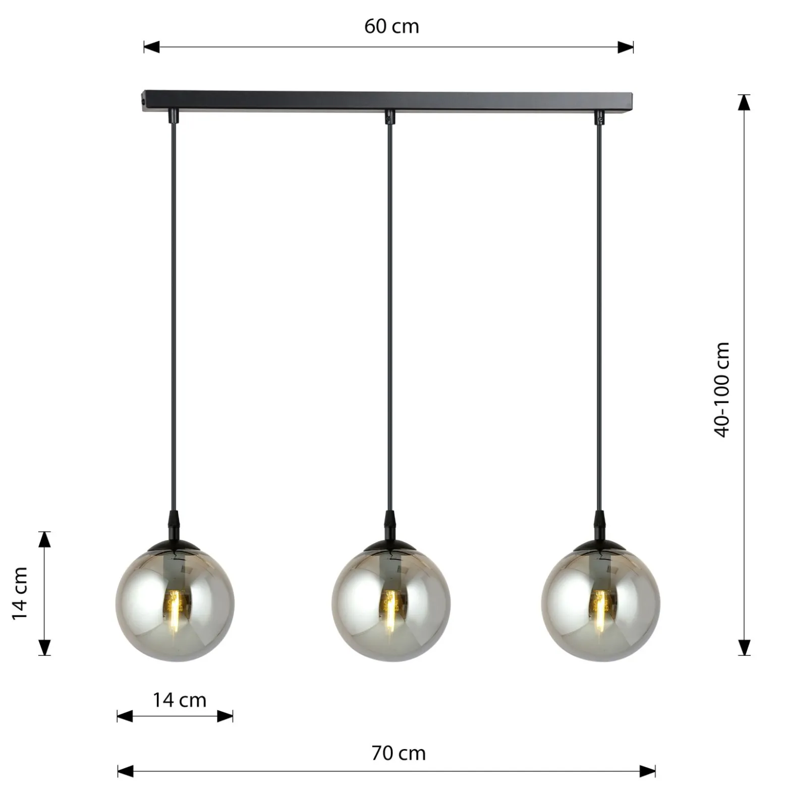 Emibig Pendellampa Cosmo Stål Svart | Passande för 3x E14 - Max 10W