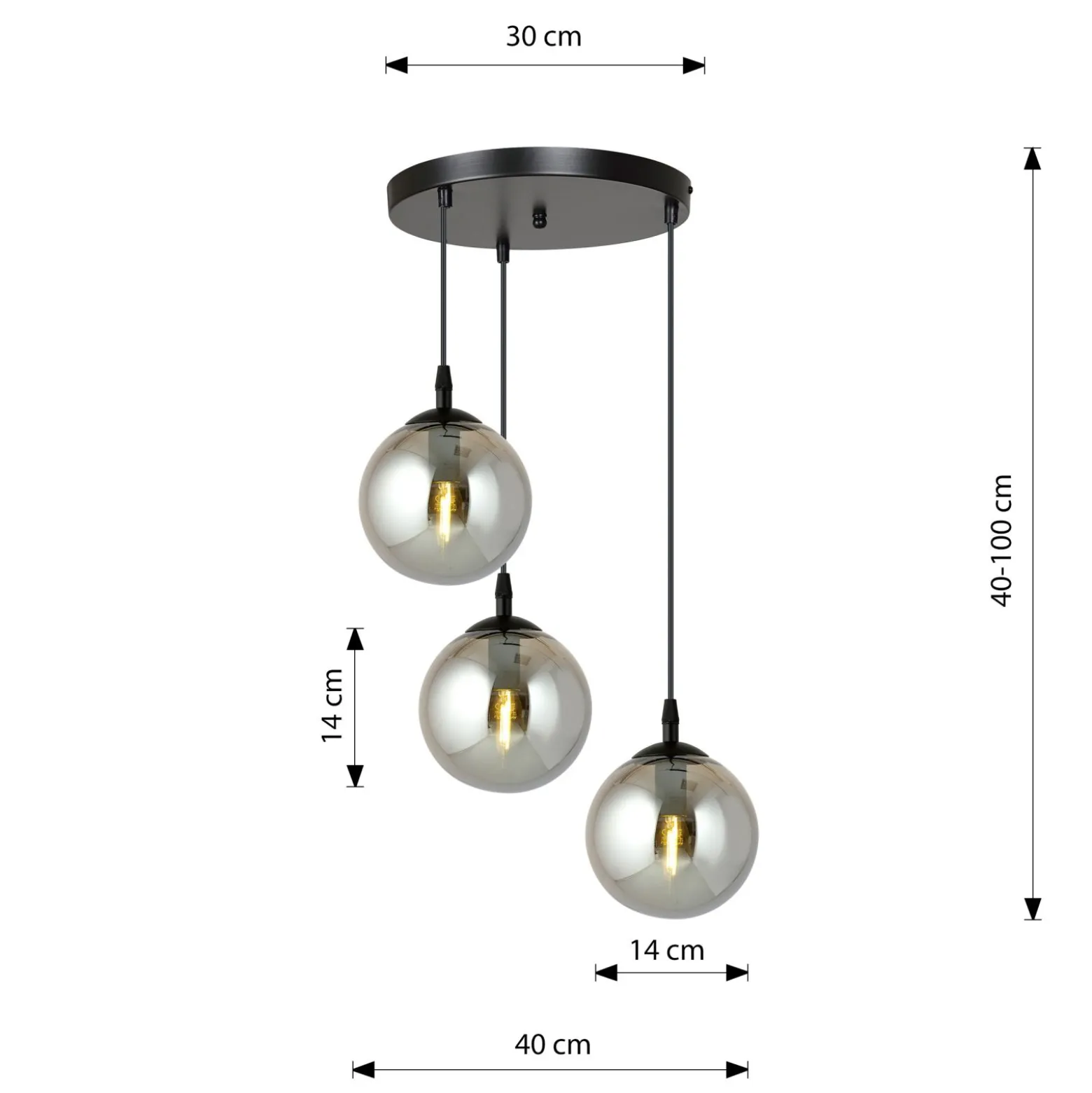Emibig Pendellampa Cosmo Stål Svart | Passande för 3x E14 - Max 10W