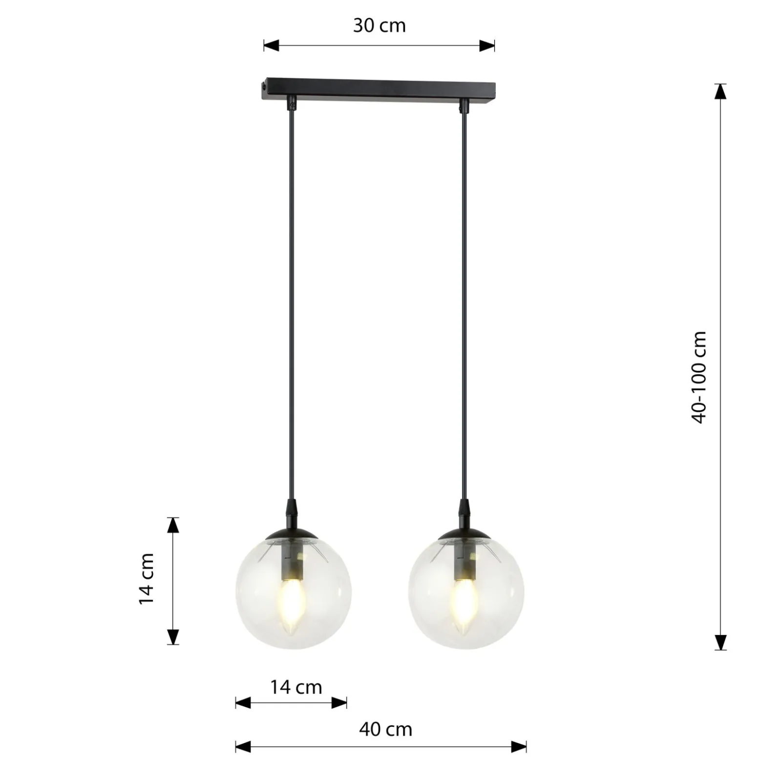 Emibig Pendellampa Cosmo Stål Svart | Passande för 2x E14 - Max 10W