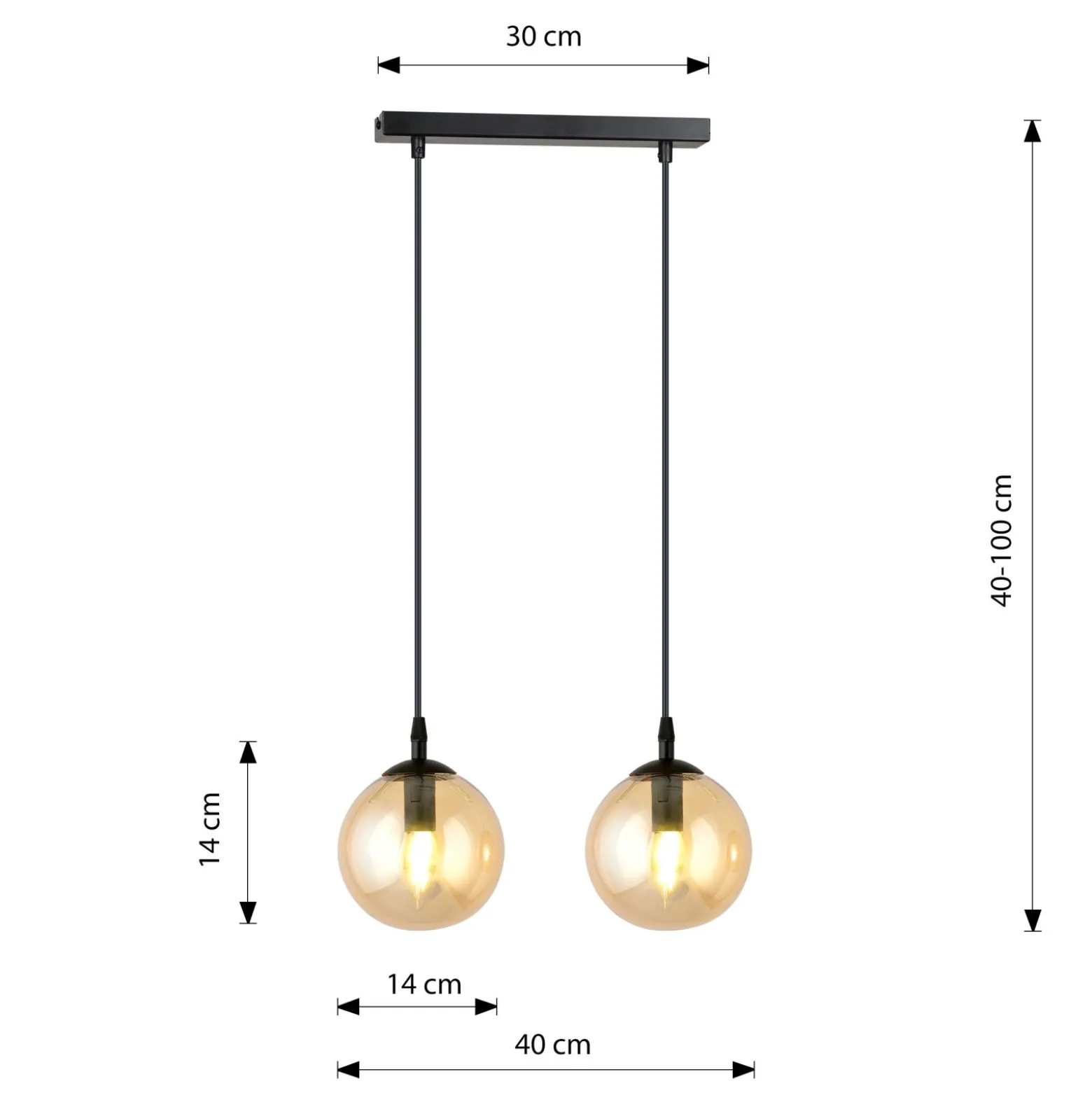 Emibig Pendellampa Cosmo Stål Svart | Passande för 2x E14 - Max 10W