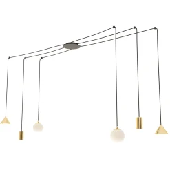 Emibig Pendellampa Fuji Stål Guld | Passande för 2x E14 - Max 10W, 2x GU10 - Max 10W, 2x GX53 - Max 10W