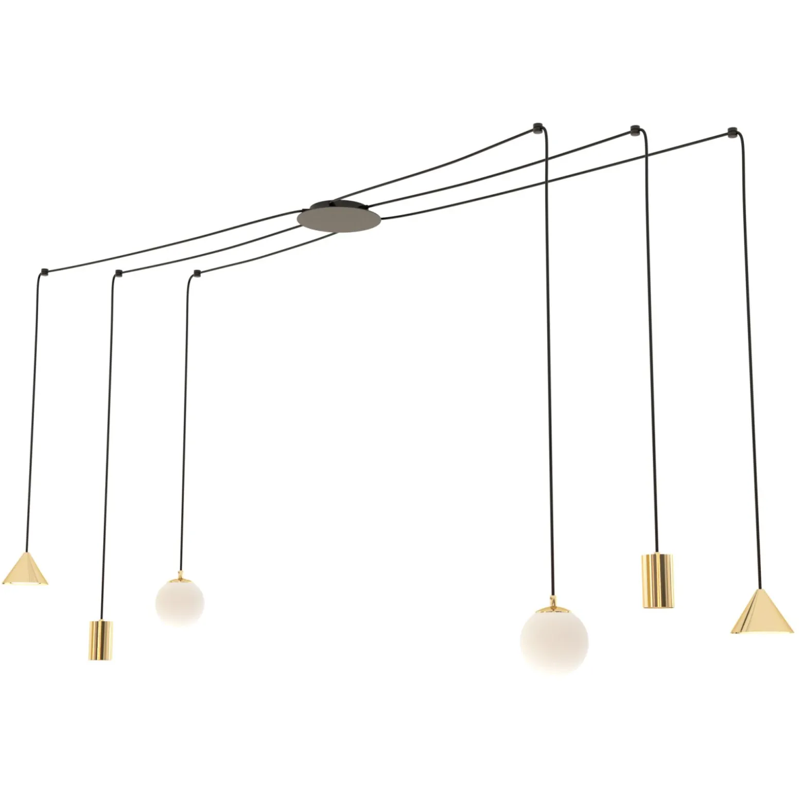 Emibig Pendellampa Fuji Stål Guld | Passande för 2x E14 - Max 10W, 2x GU10 - Max 10W, 2x GX53 - Max 10W