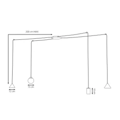 Emibig Pendellampa Fuji Stål Guld | Passande för 1x E14 - Max 10W, 1x GU10 - Max 10W, 2x GX53 - Max 10W