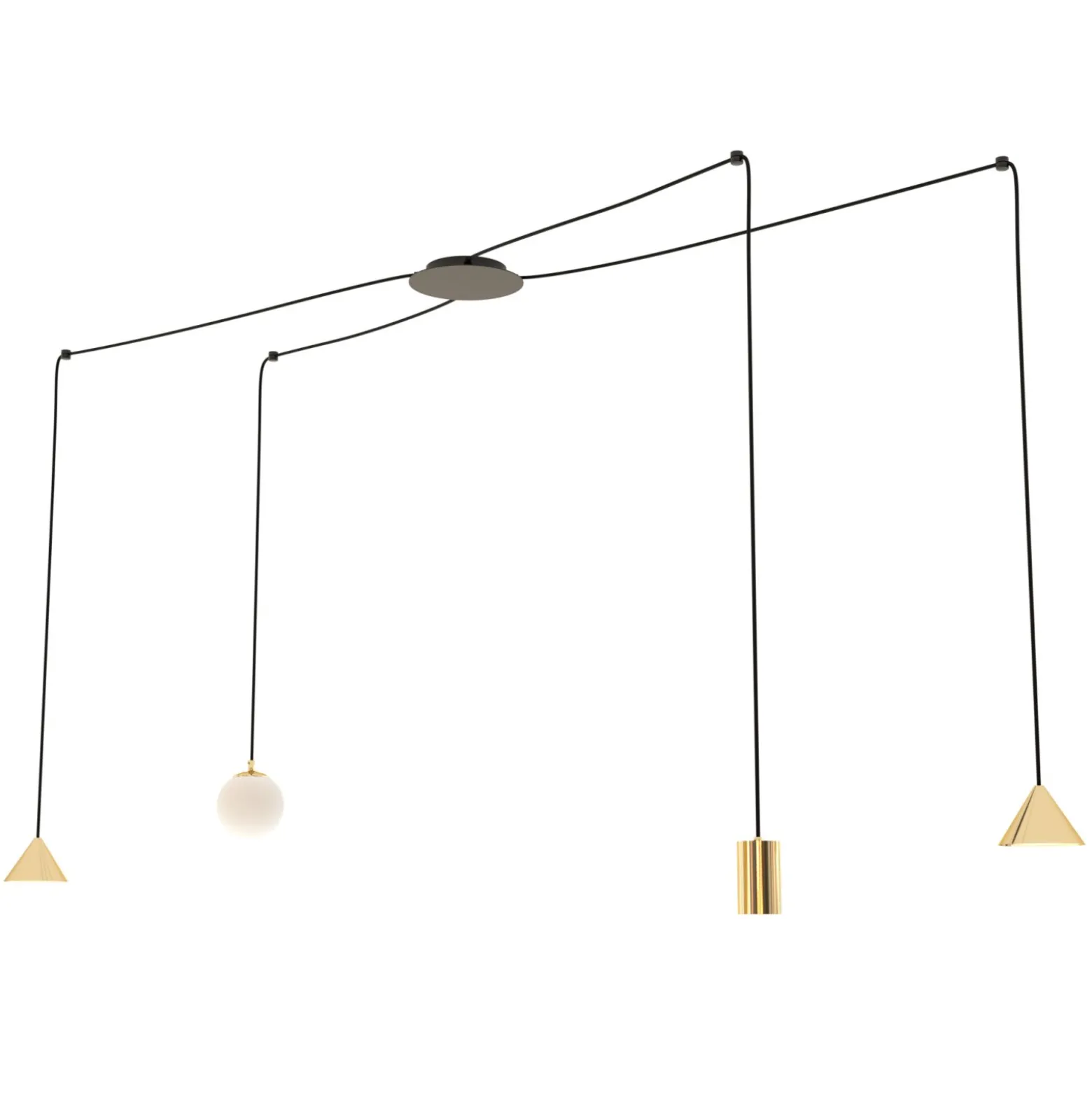 Emibig Pendellampa Fuji Stål Guld | Passande för 1x E14 - Max 10W, 1x GU10 - Max 10W, 2x GX53 - Max 10W
