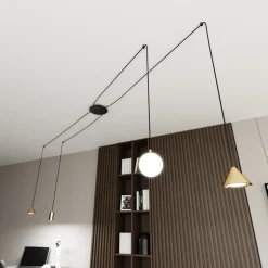 Emibig Pendellampa Fuji Stål Guld | Passande för 1x E14 - Max 10W, 1x GU10 - Max 10W, 2x GX53 - Max 10W