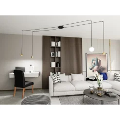 Emibig Pendellampa Fuji Stål Guld | Passande för 1x E14 - Max 10W, 1x GU10 - Max 10W, 2x GX53 - Max 10W