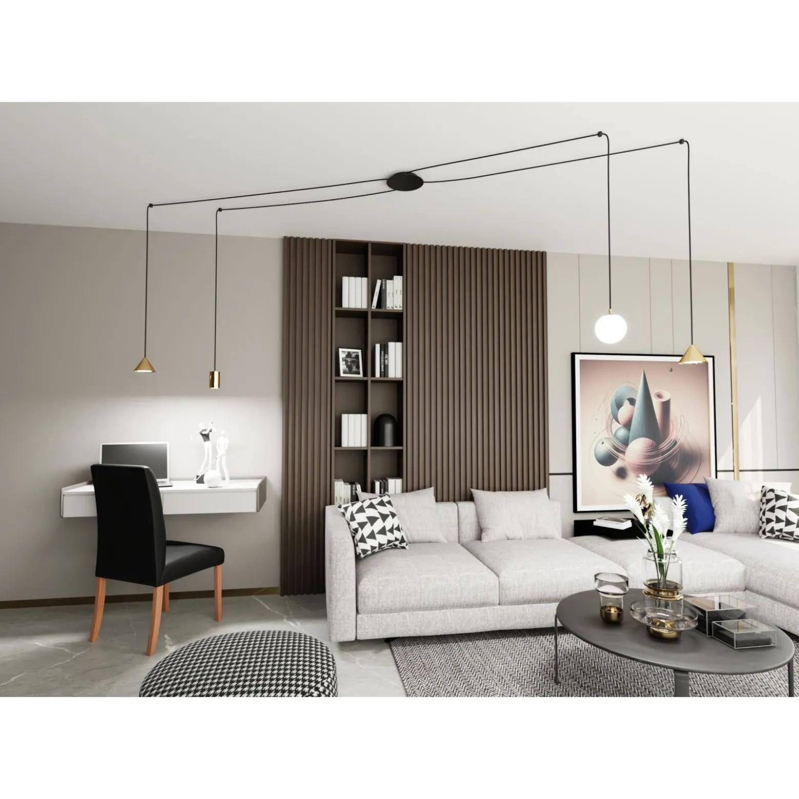 Emibig Pendellampa Fuji Stål Guld | Passande för 1x E14 - Max 10W, 1x GU10 - Max 10W, 2x GX53 - Max 10W