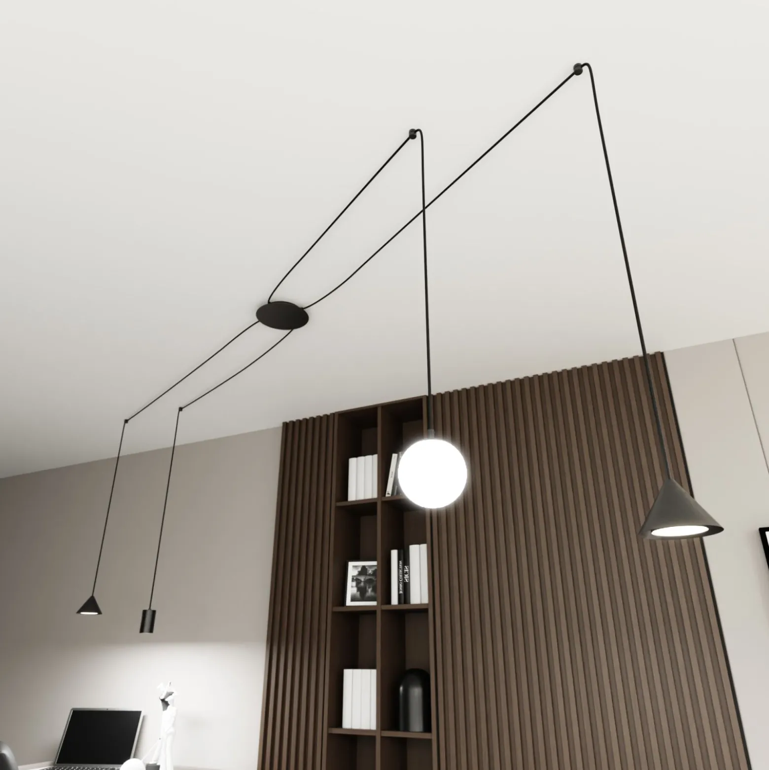 Emibig Pendellampa Fuji Stål Svart | Passande för 1x E14 - Max 10W, 1x GU10 - Max 10W, 2x GX53 - Max 10W