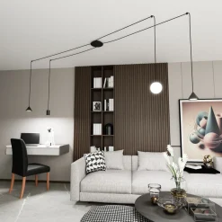 Emibig Pendellampa Fuji Stål Svart | Passande för 1x E14 - Max 10W, 1x GU10 - Max 10W, 2x GX53 - Max 10W