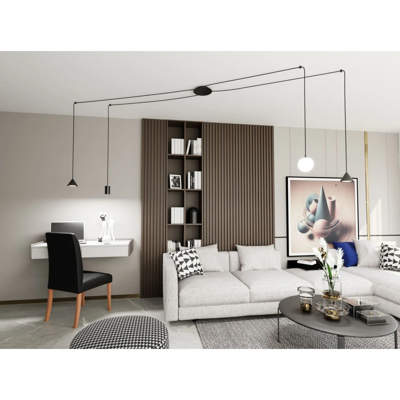 Emibig Pendellampa Fuji Stål Svart | Passande för 1x E14 - Max 10W, 1x GU10 - Max 10W, 2x GX53 - Max 10W