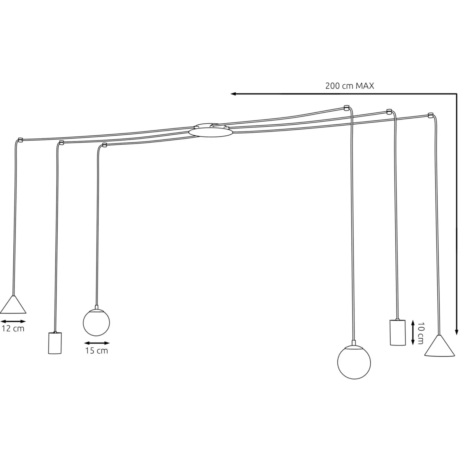 Emibig Pendellampa Fuji Stål Svart | Passande för 2x E14 - Max 10W, 2x GU10 - Max 10W, 2x GX53 - Max 10W