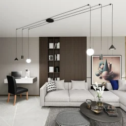 Emibig Pendellampa Fuji Stål Svart | Passande för 2x E14 - Max 10W, 2x GU10 - Max 10W, 2x GX53 - Max 10W