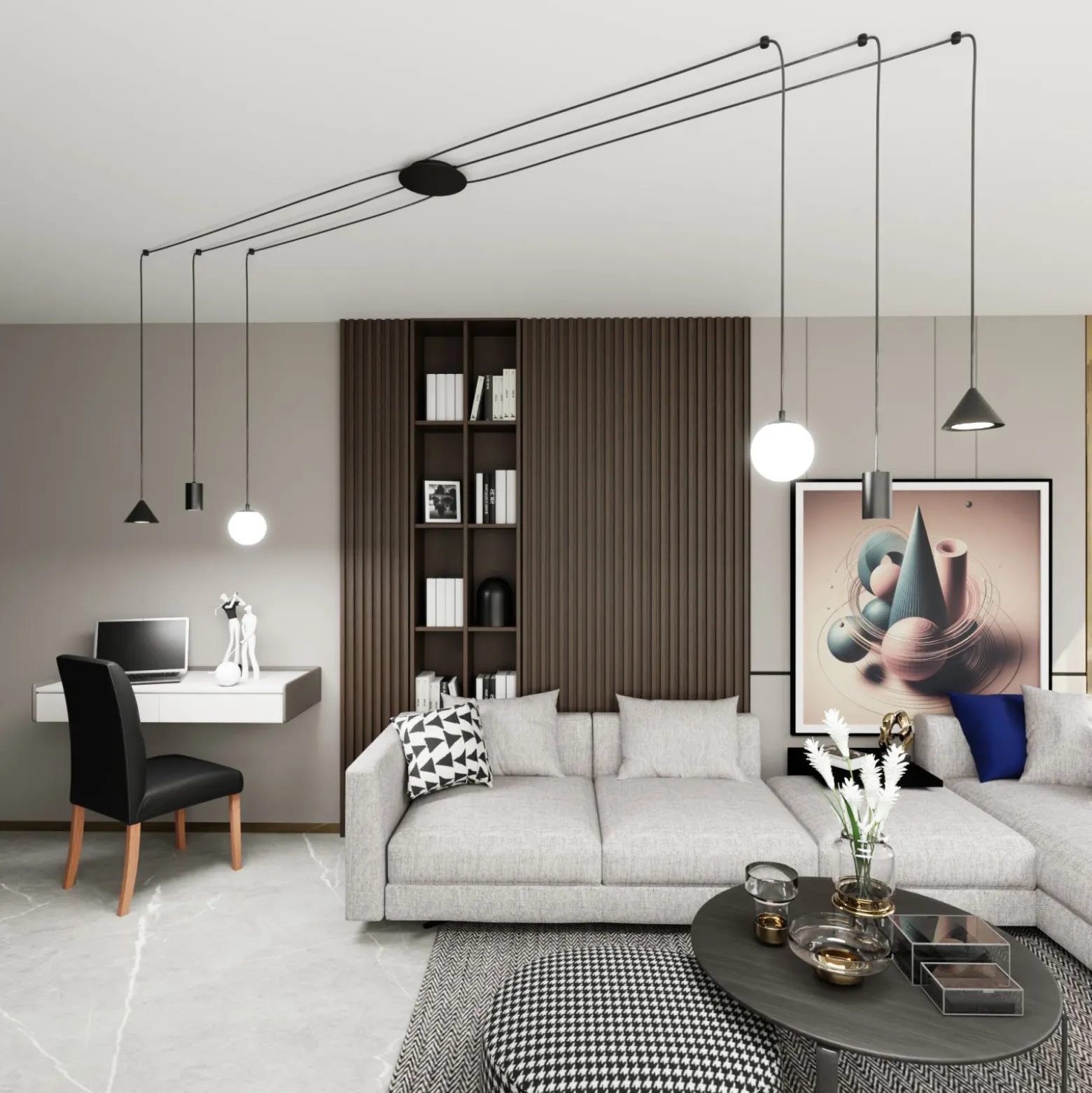 Emibig Pendellampa Fuji Stål Svart | Passande för 2x E14 - Max 10W, 2x GU10 - Max 10W, 2x GX53 - Max 10W