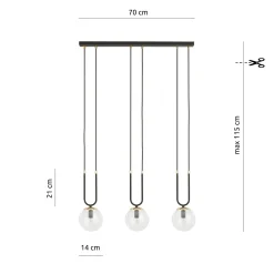 Emibig Pendellampa Glam Stål Svart | Passande för 3x E14 - Max 10W