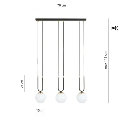 Emibig Pendellampa Glam Stål Svart | Passande för 3x E14 - Max 10W