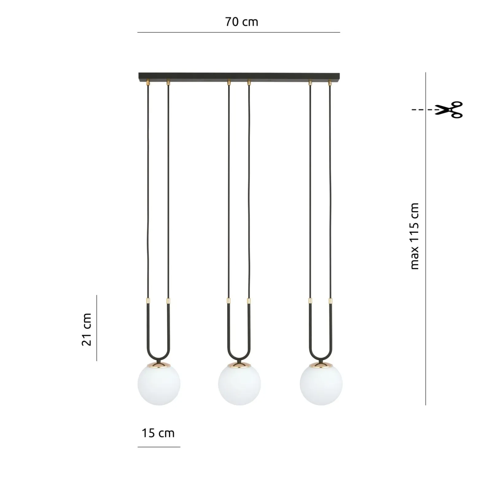 Emibig Pendellampa Glam Stål Svart | Passande för 3x E14 - Max 10W