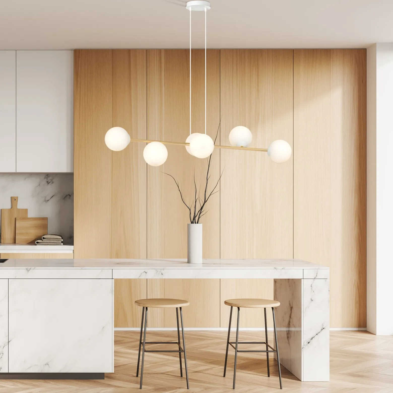Emibig Pendellampa Gravity Stål Vit | Passande för 6x E14 - Max 10W