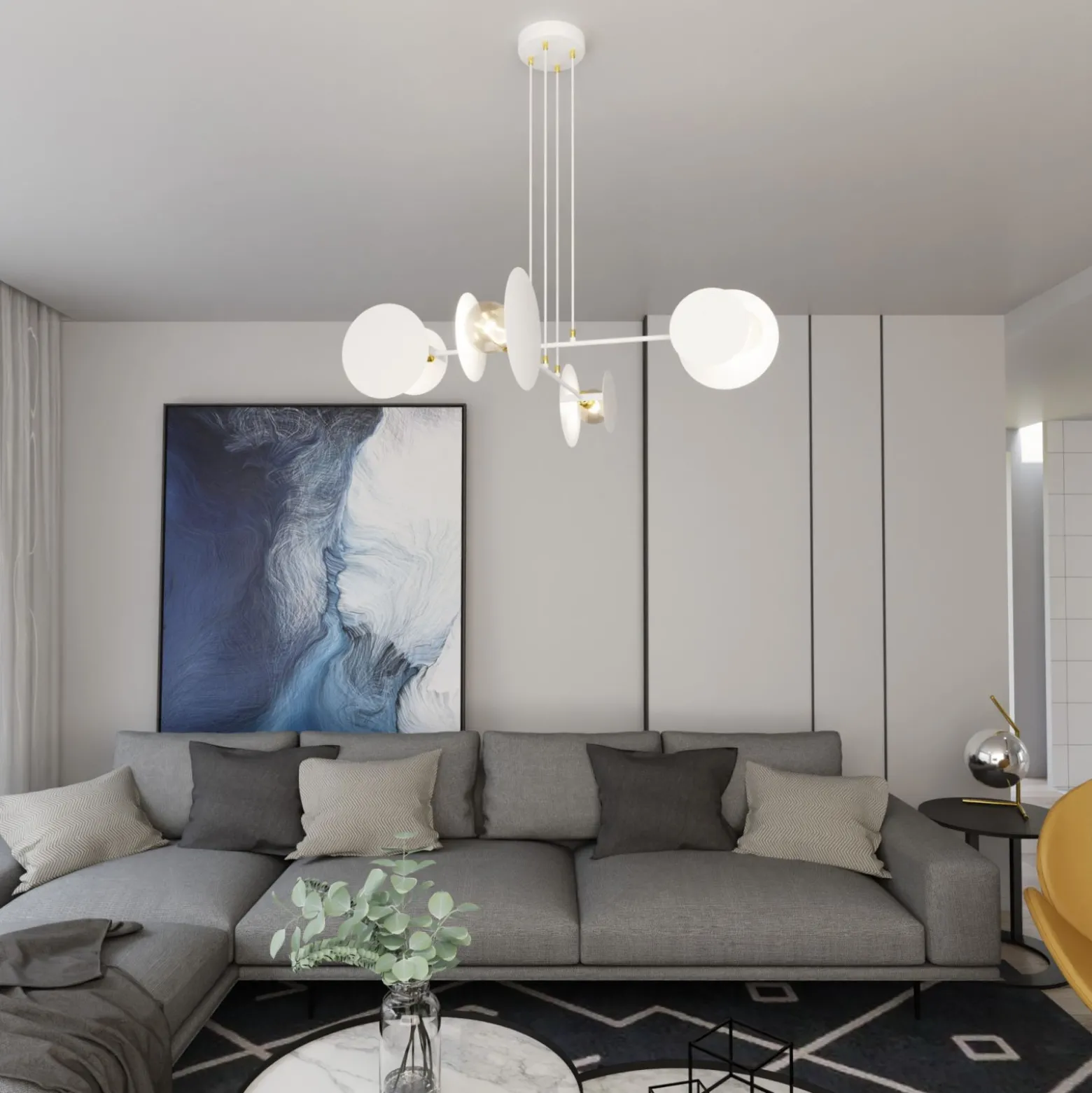 Emibig Pendellampa Idea Stål Vit | Passande för 4x E27 - Max 10W