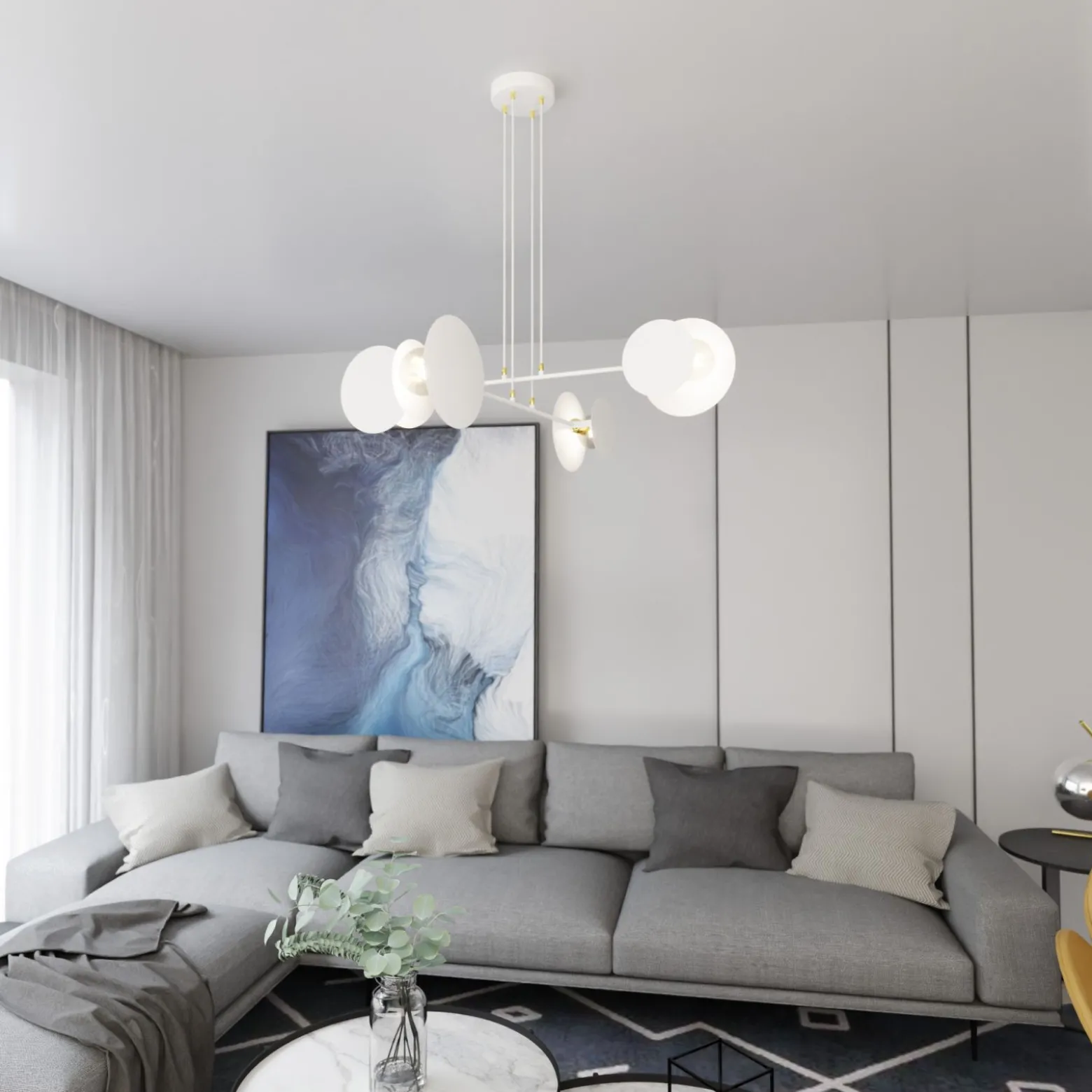 Emibig Pendellampa Idea Stål Vit | Passande för 4x E27 - Max 10W