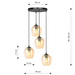 Emibig Pendellampa Istar Stål Svart | Passande för 4x E27 - Max 10W