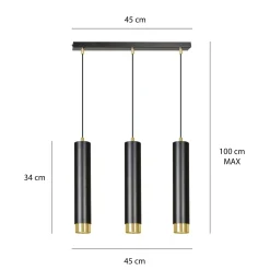 Emibig Pendellampa Kibo Stål Svart | Passande för 3x GU10 - Max 10W