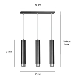 Emibig Pendellampa Kibo Stål Svart | Passande för 3x GU10 - Max 10W