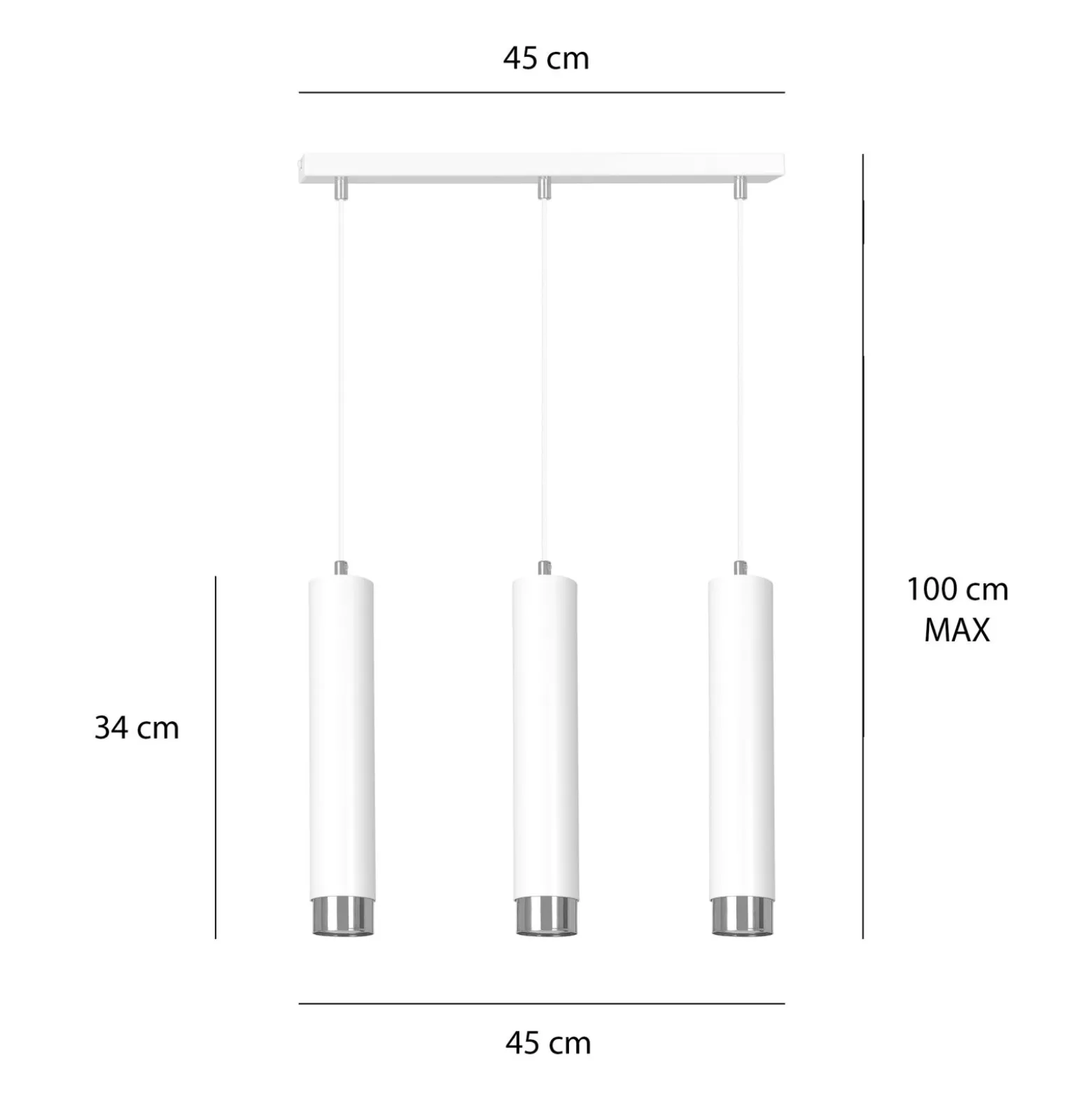 Emibig Pendellampa Kibo Stål Vit | Passande för 3x GU10 - Max 10W