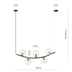 Emibig Pendellampa Ritz Stål Svart | Passande för 5x E14 - Max 10W