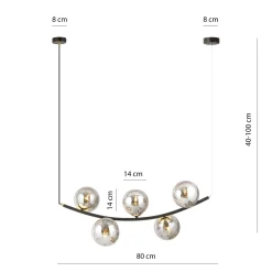 Emibig Pendellampa Ritz Stål Svart | Passande för 5x E14 - Max 10W