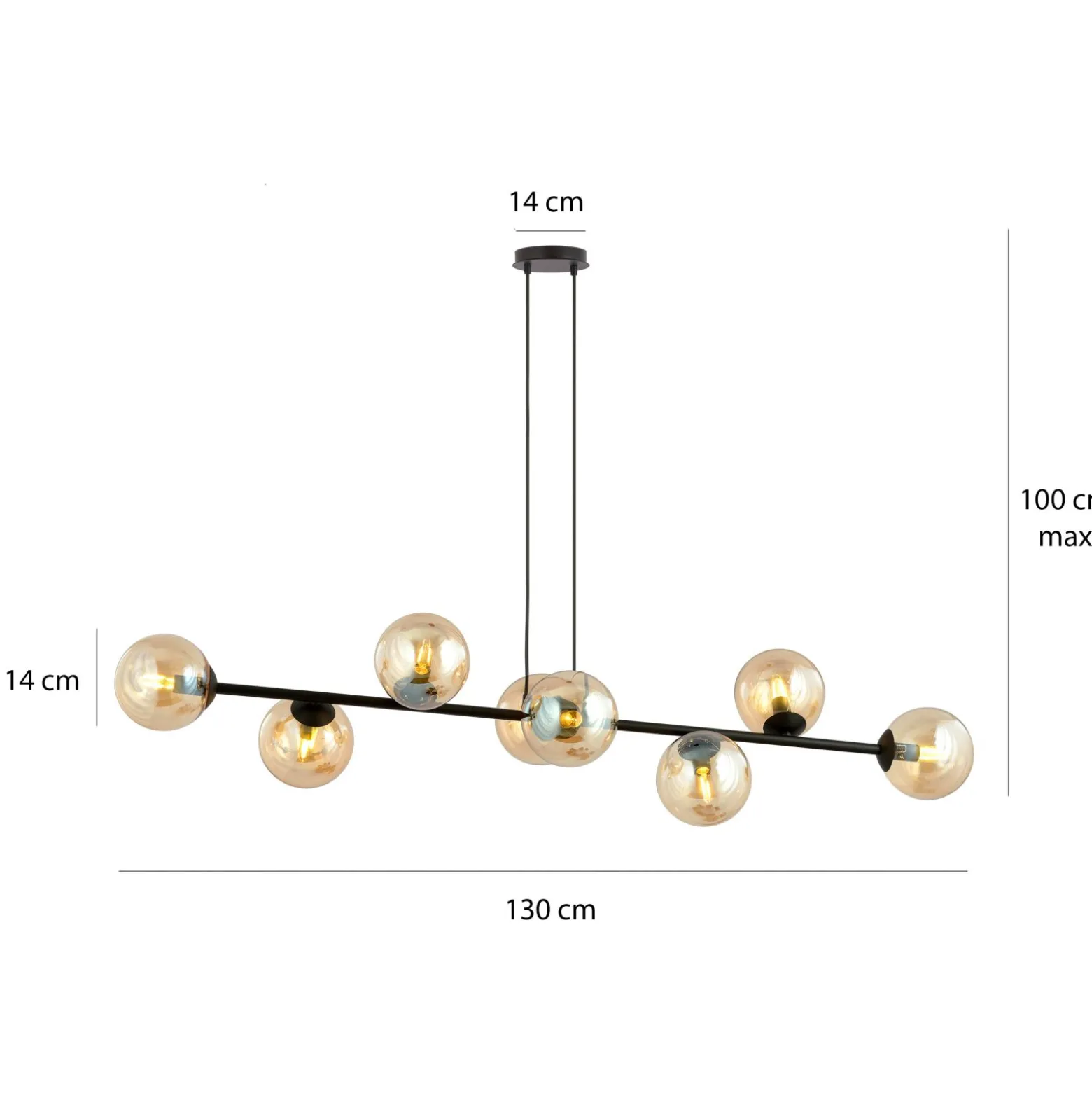 Emibig Pendellampa Rossi Stål Svart | Passande för 8x E14 - Max 10W
