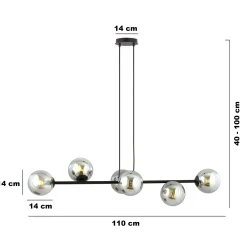 Emibig Pendellampa Rossi Stål Svart | Passande för 6x E14 - Max 10W