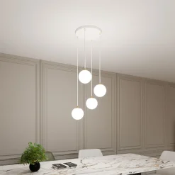 Emibig Pendellampa Royal Stål Vit | Passande för 4x E14 - Max 10W