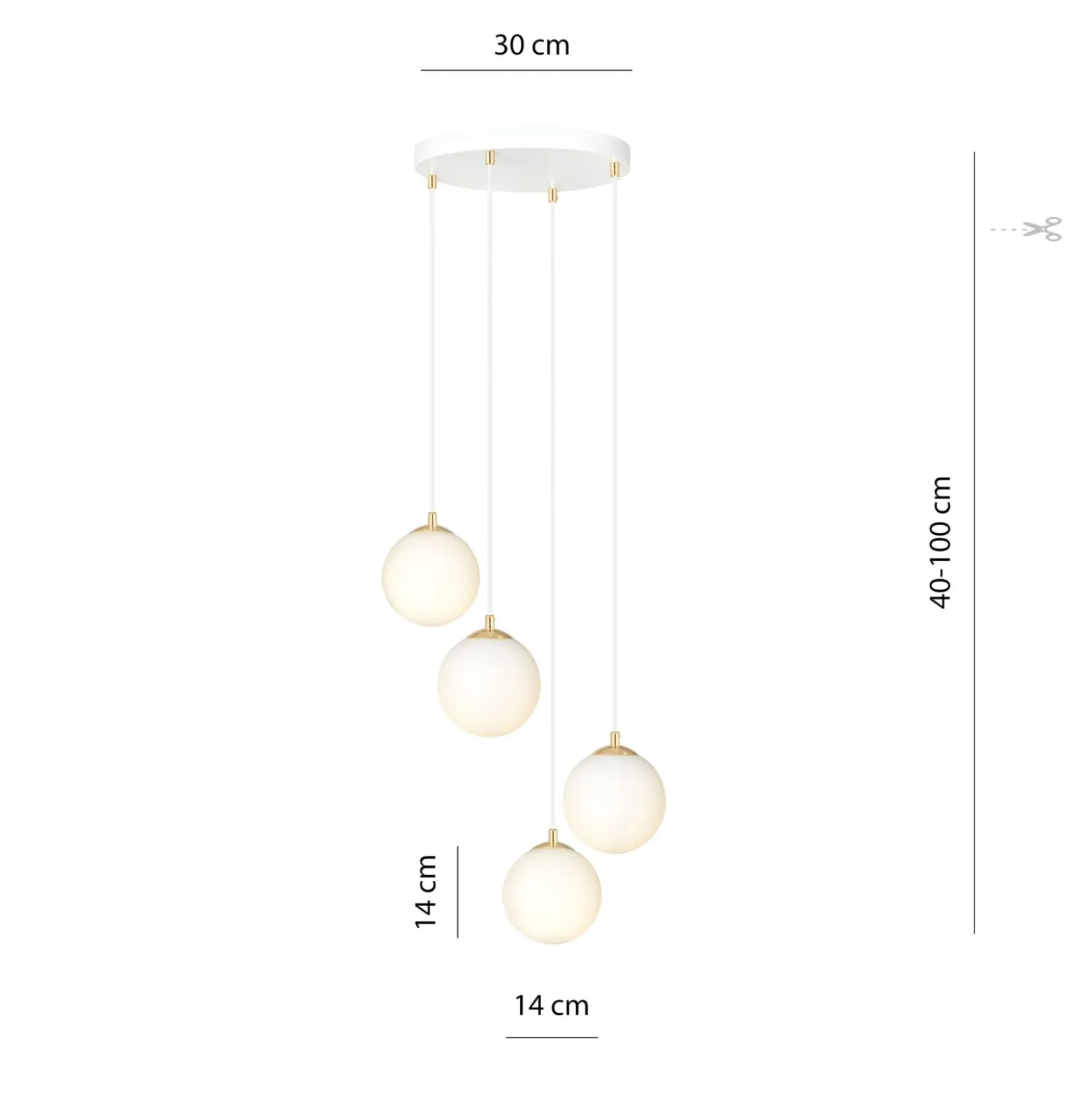 Emibig Pendellampa Royal Stål Vit | Passande för 4x E14 - Max 10W