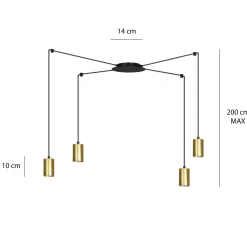 Emibig Pendellampa Traker Stål Svart | Passande för 4x GU10 - Max 10W
