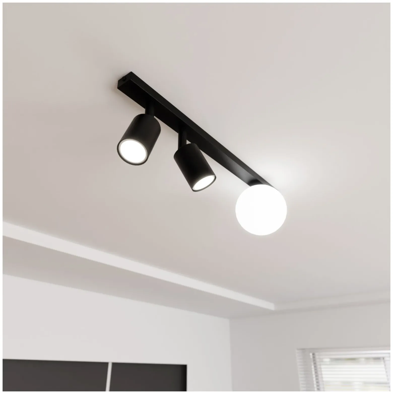 Emibig Taklampa Baster Stål Svart | Passande för 2x GU10 - Max 8W, 1x E14 - Max 10W