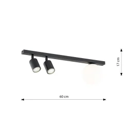 Emibig Taklampa Baster Stål Svart | Passande för 2x GU10 - Max 8W, 1x E14 - Max 10W