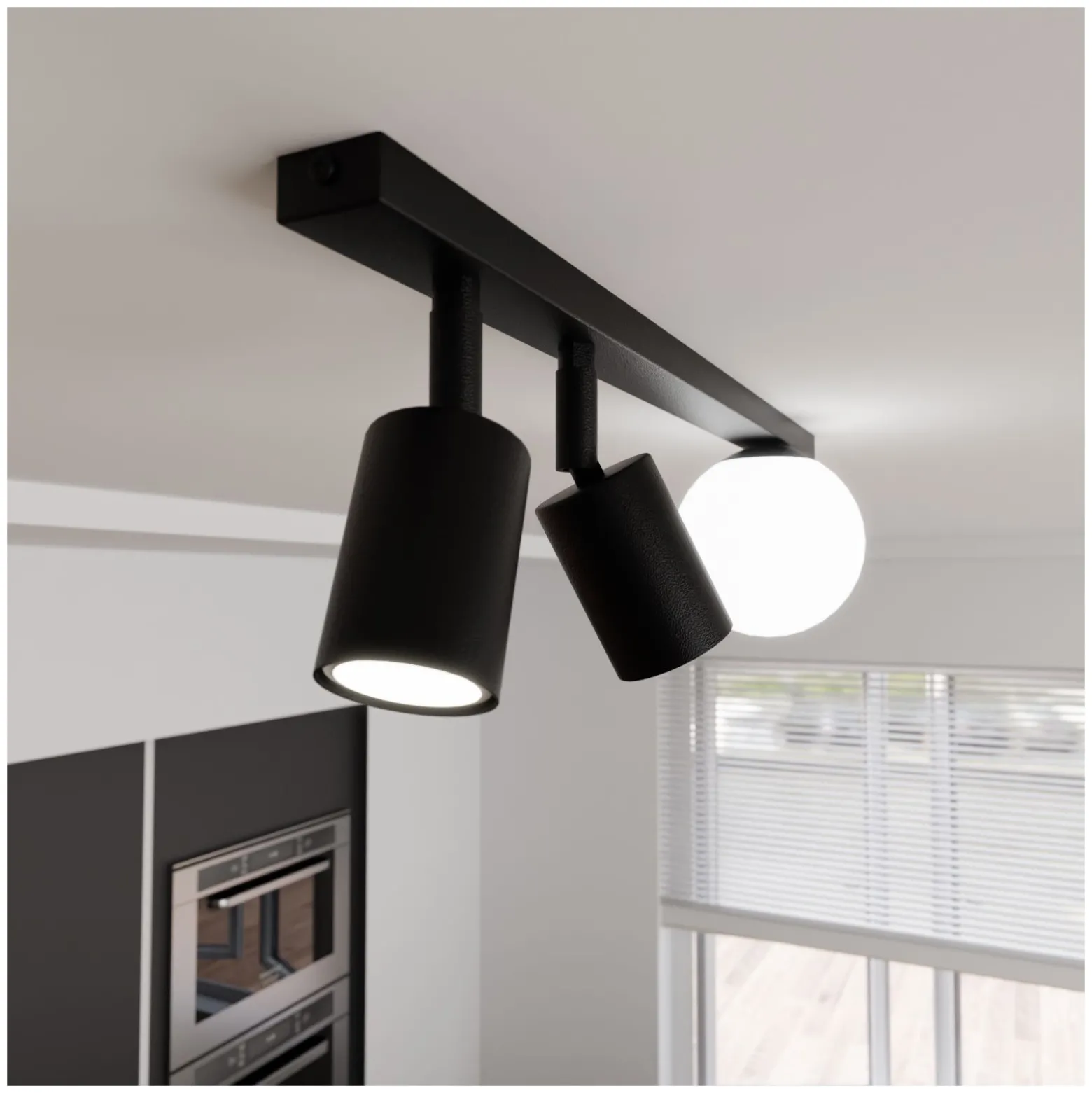 Emibig Taklampa Baster Stål Svart | Passande för 2x GU10 - Max 8W, 1x E14 - Max 10W