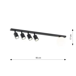 Emibig Taklampa Baster Stål Svart | Passande för 4x GU10 - Max 8W, 1x E14 - Max 10W